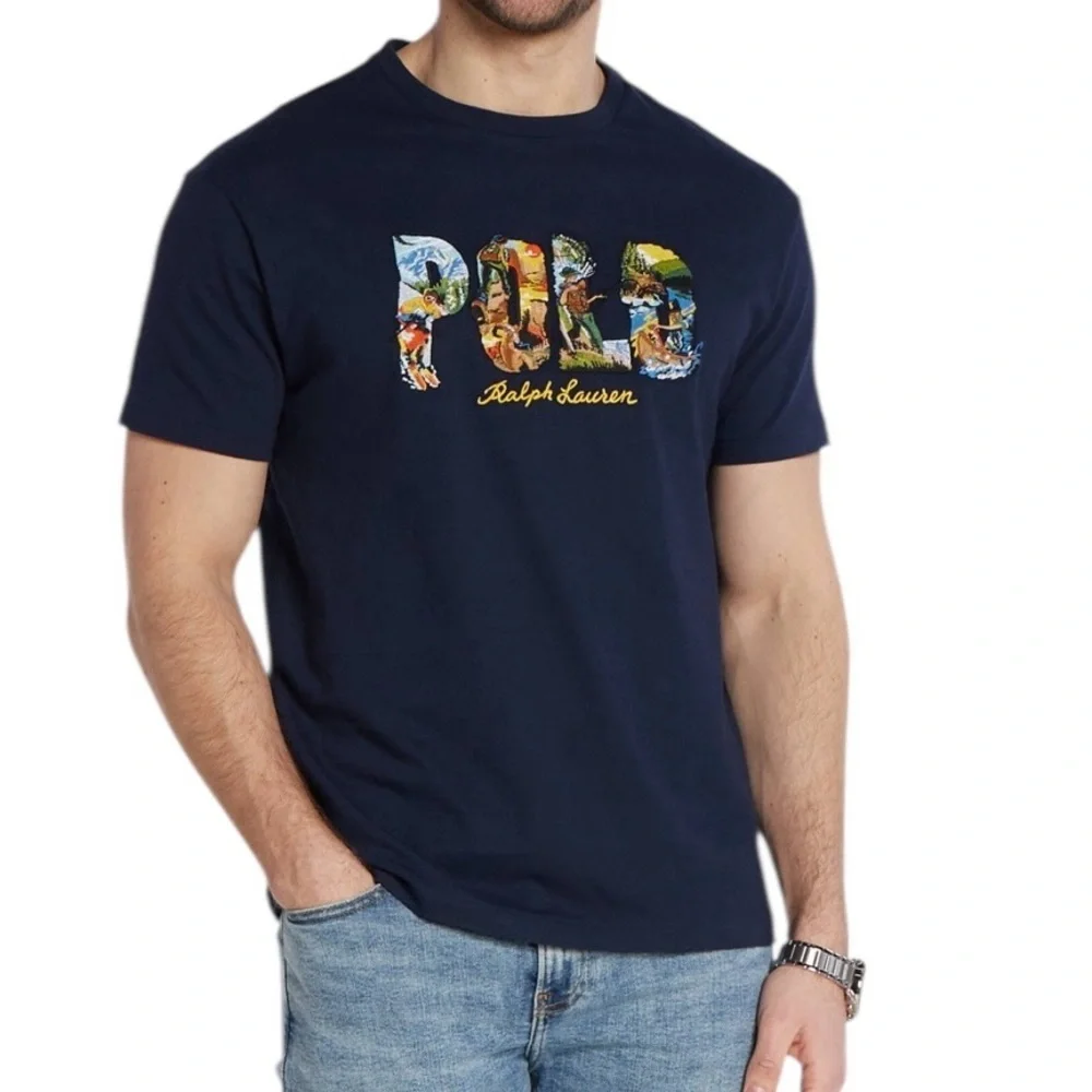 POLO Ralph Lauren Navy Embroidered Outdoor Adventures Tee Shirt